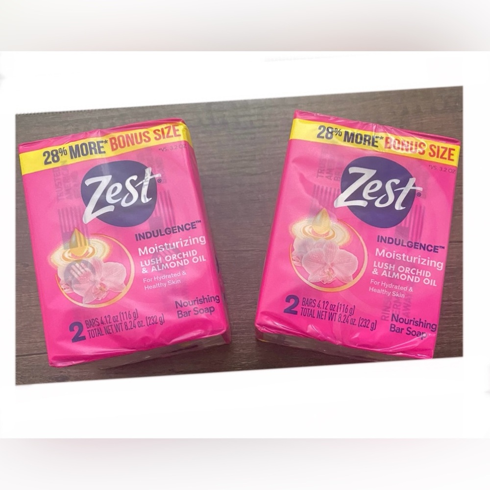 Zest Indulgence Moisturizing Lush Orchid & Almond Oil Bar Soap 4 Bars